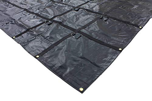 Mytee Products 16' x 16' Flatbed Truck 18 Oz Steel Tarp with 4 FT Drop - Black Heavy Duty Vinyl Waterproof Tarp for Trailers to Protect Cargo from Wind, Rain, Snow and Sun - size: 16' x 16' (4' Drop)