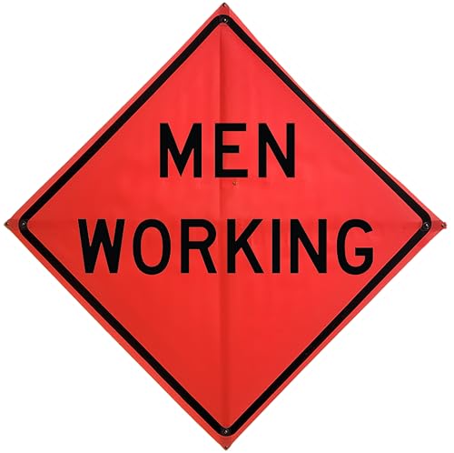 36"x36" Men Working Orange Mesh Roll-Up Signs 4-Pack - color: Men Working
