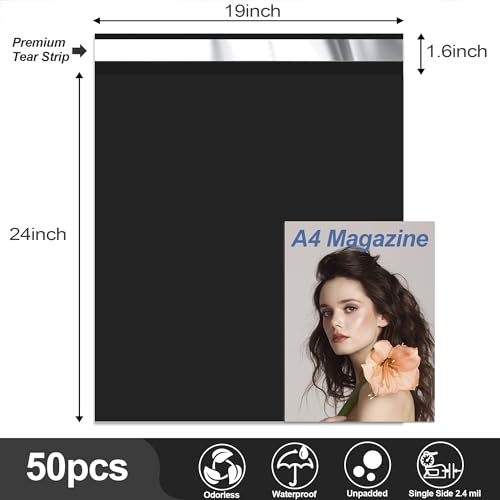 JinRuiKJ Thank You Poly Mailers 19x24 Inch, 50 PCS, Black - color: Black, size: 19*24inch 50pcs
