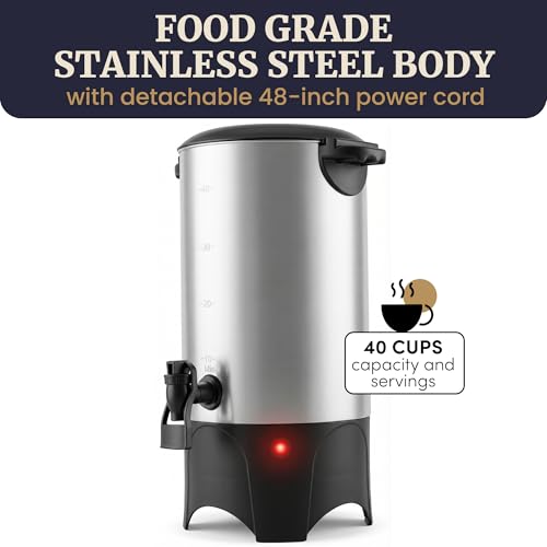 Elite Gourmet 40-Cup Coffee Brewer Urn, Two-Way Dispenser, Removable Filter - size: 40 Cup