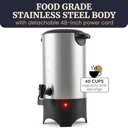 Elite Gourmet 40-Cup Coffee Brewer Urn, Two-Way Dispenser, Removable Filter - size: 40 Cup