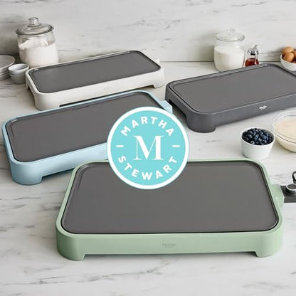 Martha Stewart 12"x 22" XL Electric Griddle, Ceramic Nonstick Flat Top - color: Indigo Blue