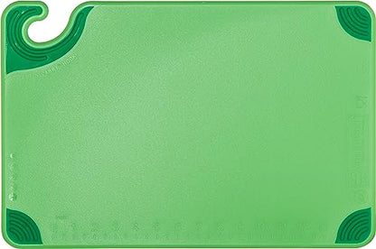 San Jamar Saf-T-Grip Plastic Cutting Board with Safety Hook, 12" x 18" x 0.5", Green - color: Green