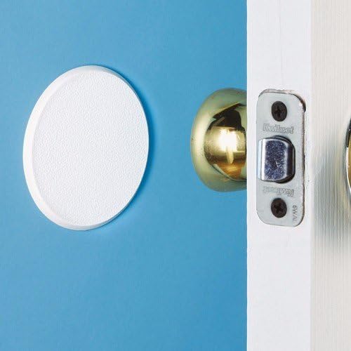 Wideskall® White Round Door Knob Wall Shield Self Adhesive Protector (3" inch Standard Size, 2.0, Count) - size: 3" inch Standard Size