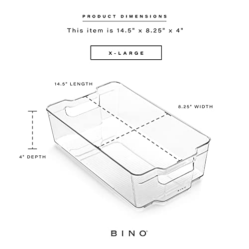 BINO | Stackable Storage Bins, X-Large - 4 Pack | THE STACKER COLLECTION | Clear Plastic Storage Bins | Organization Containers for Pantry & Fridge | Multi-Use Organizer Bin | BPA-Free - size: 4PK - X-Large