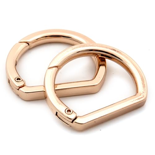 10pcs Metal Spring Key Ring,Spring Snap Hooks Clip Buckle,Flat D Ring for Purses (Gold) - color: Gold