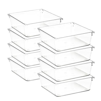 8 Pack Drawer Organizers, 6"X 6" Clear Acrylic Storage Bins - size: 6"X 6"