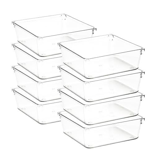 8 Pack Drawer Organizers, 6"X 6" Clear Acrylic Storage Bins - size: 6"X 6"
