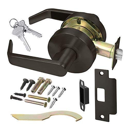 Lawrence Commercial Lever Door Lock - Heavy Duty Locking Commercial Door Handle Keyed Entry, Grade 2 Door Handle with Lock and Key - Oil Rubbed Bronze, Classroom Function Embassy Series - color: Oil Rubbed Bronze (US10B), size: Classroom (Exterior Locked/