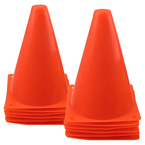 Mirepty 7 Inch Plastic Traffic Cones Sport Training Agility Marker Cone - color: Orange, 12 Pack