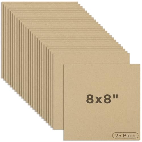 Mat Board Center 25 Pack 8x8 Corrugated Cardboard Sheets 1/8" Flat Pads - color: Brown, size: 8x8