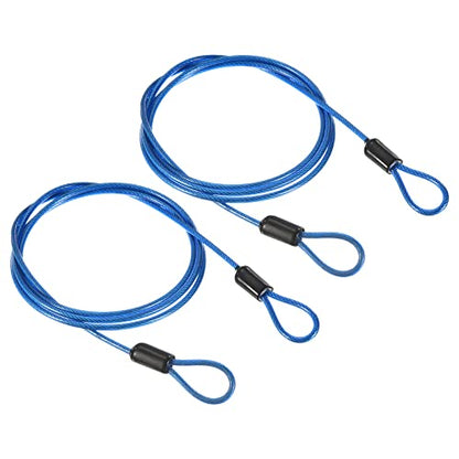 PATIKIL Security Steel Cable 2.5mm x 1m/3.28ft Blue 2pcs - color: Blue, size: 2.5mmx1m