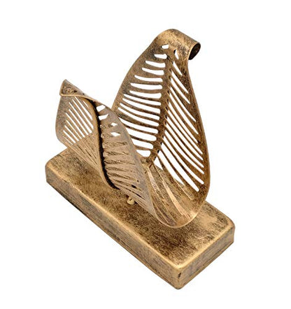 OwlGift Freestanding Modern Napkin Holder with Leaf Design, Tabletop Tissue Dispenser, Countertop Napkin Storage Organizer – Bronze - color: Bronze