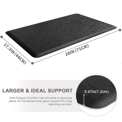 Kitchen Mat Cushioned Anti-Fatigue Comfort Standing Mat Rug for Home,Office - color: Black, size: 1'5" x 2'4" (Rectangular)