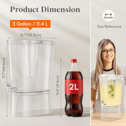 Lifewit 3 Gal Drink Dispenser with Fruit Infuser & Leak-Proof Spigot, 2 Pcs
