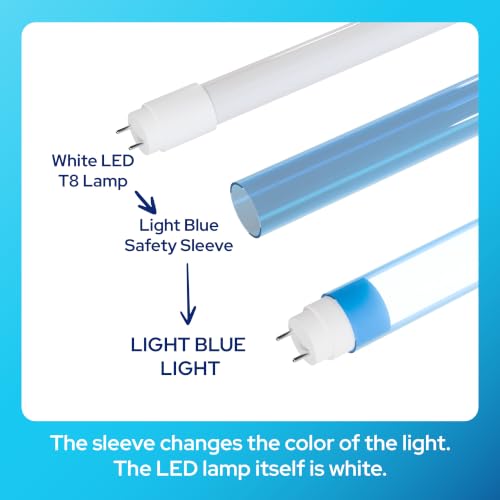 KASTLITE 48-Inch LED T8 Bulb Combo with Safety Sleeve, Light Blue, 4-Pack - color: Light Blue