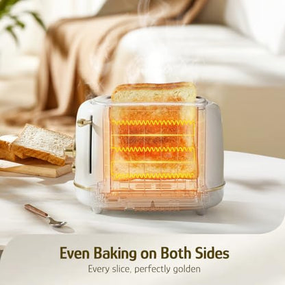 Hazel Quinn 2-Slice Retro Toaster 6 Browning Levels 3 Functions Pearl White - color: Preal White