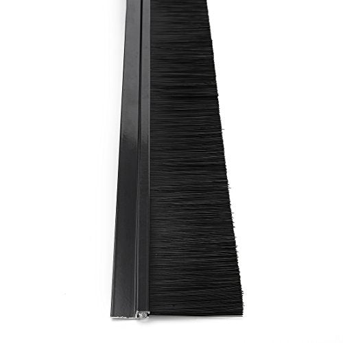 uxcell Door Bottom Sweep H-Shape Aluminum Alloy Base with 2-inch Black Nylon Brush 39-inch x 2.8-inch - color: Black, size: 39.37" x 2"