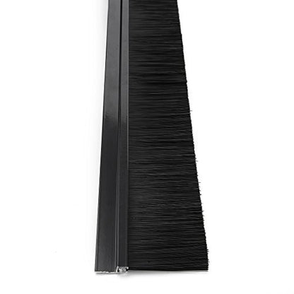uxcell Door Bottom Sweep H-Shape Aluminum Alloy Base with 2-inch Black Nylon Brush 39-inch x 2.8-inch - color: Black, size: 39.37" x 2"