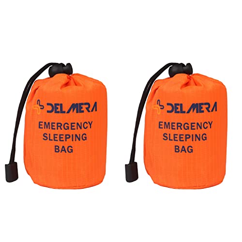 Emergency Sleeping Bag, Lightweight Survival Sleeping Bags Waterproof Thermal Emergency Blanket, Bivy Sack Survival Gear for Outdoor Adventure, Camping, Hiking, Orange, Green - color: Orange- 2 Packs