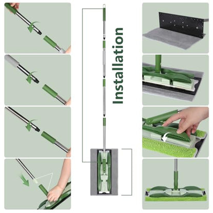Masthome Microfiber Flat Mop for Hardwood, Laminate Floor Cleaning - color: Green Professional