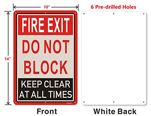 2 Pack Fire Exit Do Not Block Door Keep Clear at All Times Signs 14x10 Inches Fire Exit Safety Sign Do Not Block Sign Metal Reflective Sturdy Rust Aluminum Weatherproof Easy to Install