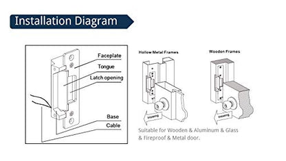 Failure Secure ANSI Standard Heavy Duty Electric Strike Lock for North American Door 1000kg Holding Force for Wooden Metal PVC Door - style: Strike Lock