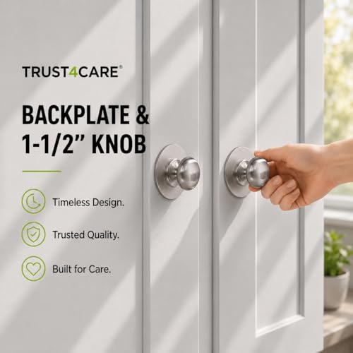 trust4care 2-Pack 2.3" Brushed Nickel Backplates of Bifold Closet Door Knob - color: Brushed Nickel, size: Set of 2