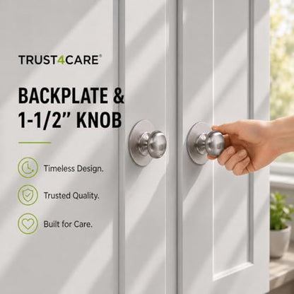 trust4care 8-Pack 2.3" Brushed Nickel Backplates of Bifold Closet Door Knob - color: Brushed Nickel, size: Set of 8