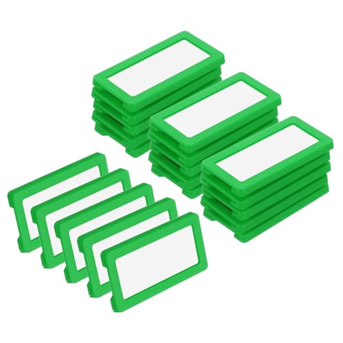 uxcell 20 Pcs Magnetic Label Holders, 2.4 x 1.2 Inch Data Card Holder with Paper Cards and Protective Films for Shelf White Board Toolbox Metal Wall Cabinet Drawer, Green - color: Green, size: 2.4 x 1.2 Inch