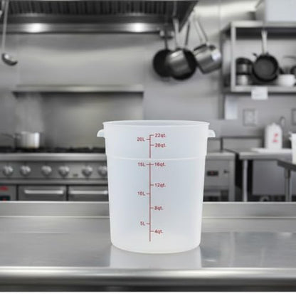 TrueCraftware- 22 Quart Round Food Storage Container Translucent Polypropylene- Commercial Reusable Food Container Canister with Measurement Markings for Meal Prep Pantry Kitchen - color: 22 Quart