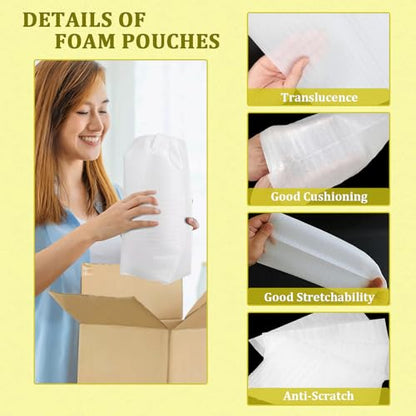 50 Pack Large Foam Pouches 14x18", Cushion Foam Wrap Pouches - color: TW-14x18inch