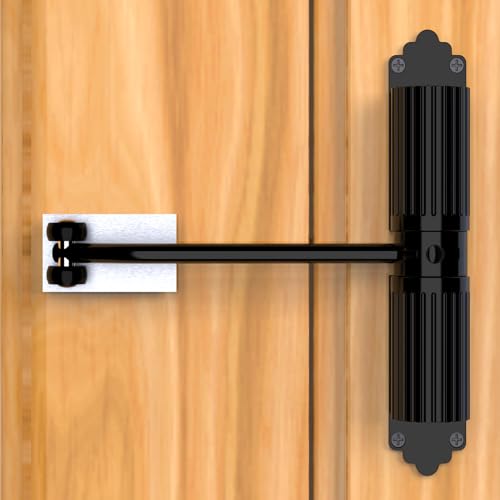 2025 new Automatic Door Closer, self Closing Door, Adjustable Closing Door, Door Closers for Home, Automatic Safety Spring Door Closer (Black). Up to 140LB can be Pushed.Metal Doors Don't fit. - color: Black