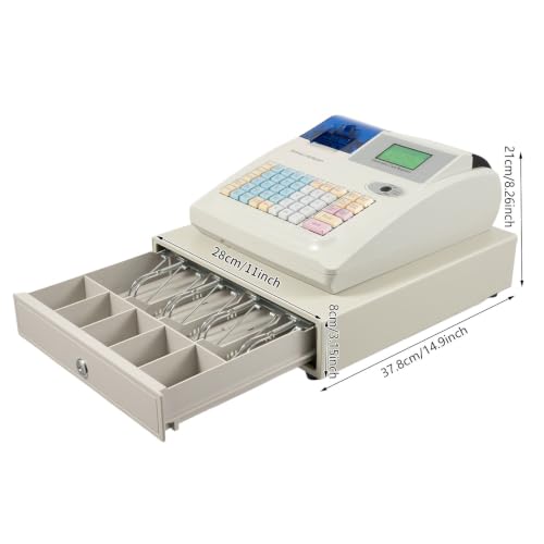 48 Keys Electronic Cash Register for Business with 8 Digital Display & Lockable Cashing Drawer, Commercial Cash Management System, POS Casher for Retail Store Restaurant Supermarket, White - color: White, size: 48 Keys
