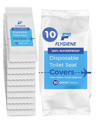 Disposable Toilet Seat Covers for Travel – Waterproof, Tear-Resistant XL Toilet Liners with 2 Layers of Protection – Individually Wrapped Travel Size Toiletries - 10 Count (1 Pack of 10) - size: 10 Count (1 Pack of 10)