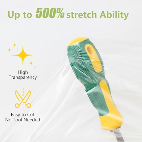 FugaCity Stretch Wrap Film-15 in 1000 FT 60 Gauge (1 Roll with Handles) Shrink Wrap for Furniture Wrapping Shipping, Moving Supplies Clear Plastic Wrap, Heavy Duty Industrial Strength,500% Stretch - size: 1 Pack(with Handles)