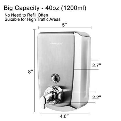 Commercial Wall Mount Stainless Steel Foam Soap Dispenser - size: 1200ml (H9)