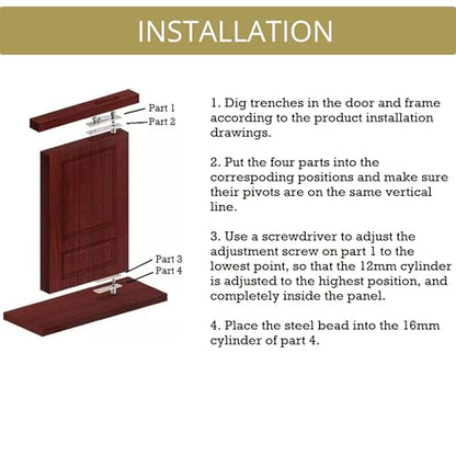 Heavy-Duty Stainless Steel 360° Door Pivot Hinge System – Durable Hinges for Wood Doors - 220lbs Capacity 1-Pack - size: 220lbs 1-pack