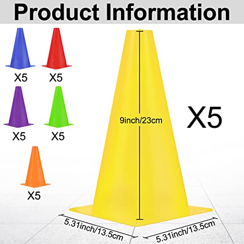 Hoteam 30 Pcs Traffic Cones Plastic Sport Agility Train - color: Multicolor, size: 9inch