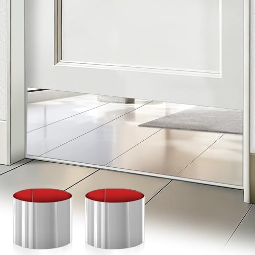 2 Pcs 8" X 34" Self Adhesive Mirror Door Kick Plate for Bottom of 36" Door - color: Mirror Silver, size: 2 PCS