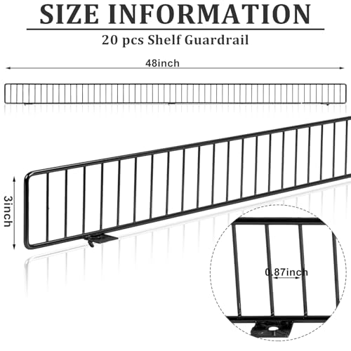 Yaocom 10 Pcs Gondola Shelf Fence 48x3'' Retail Front Wire Guard Rail Dividers Metal Gondola Shelving Display Accessories Chrome Organization for Supermarket Retail Stores Fruit Fresh Food Black - color: Black, size: 48" x 3"