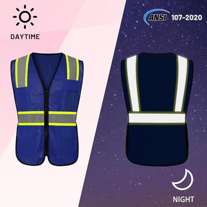 Safety Vest for Women, High Visibility Reflective Vest, Blue, S - color: 1pc Blue, size: Small