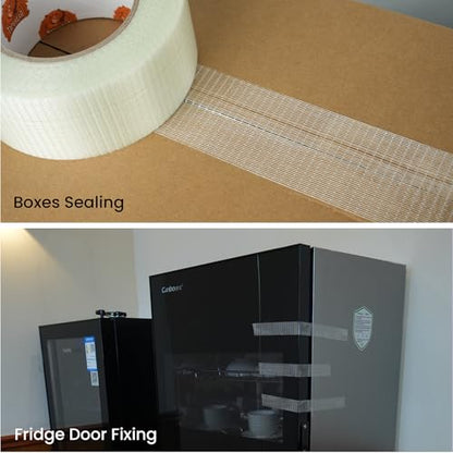 TAPEBEAR Clear Duct Tape Filament Strapping Tape 1" x 60Yards Two-Way - size: 1" x 60Yards/6Rolls