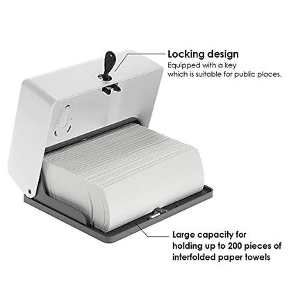 Commercial Paper Hand Towel Holder, Toilet Tissue Dispenser, Wall-Mounted Bathroom Tissue Dispenser Tissue Box Holder for Multifold Paper Towels (White) - color: White