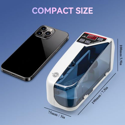 PONNOR Portable Money Counter Machine, UV/WM Compact Cash Bill Counter