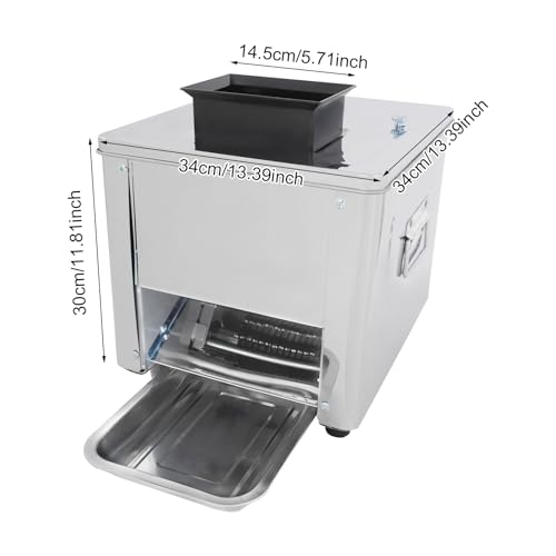 Meat Cutter Machine, 3.5/5/7/10/15mm Commercial Stainless Steel Electric Meat Slicer with Tray Handles 330 lbs/h 310RPM Shredded Cutting Machine for Fresh/Defrosted Meat Lamb Beef (7mm/0.27in, 850W) - size: 7mm/0.27in