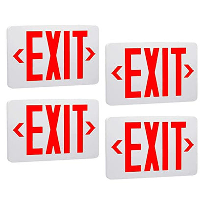 LED Exit Sign, Emergency Exit Light with Battery Backup, Double Face, UL 924, AC 120/277V, Damp Location, Hardwired Red Letter Exit Lights for Business Commercial - size: 4-Pack