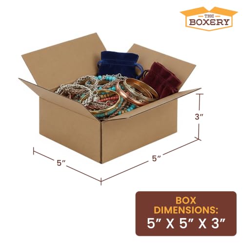 The Boxery 5"x5"x3" Corrugated Cardboard Boxes 50-Pack - size: 5 x 5 x 3"