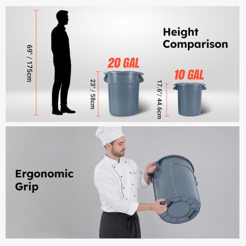 10 Gallon Small Commercial Round Trash Can with Lid - size: 10 Gallons