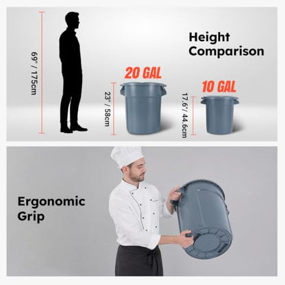 10 Gallon Small Commercial Round Trash Can with Lid - size: 10 Gallons